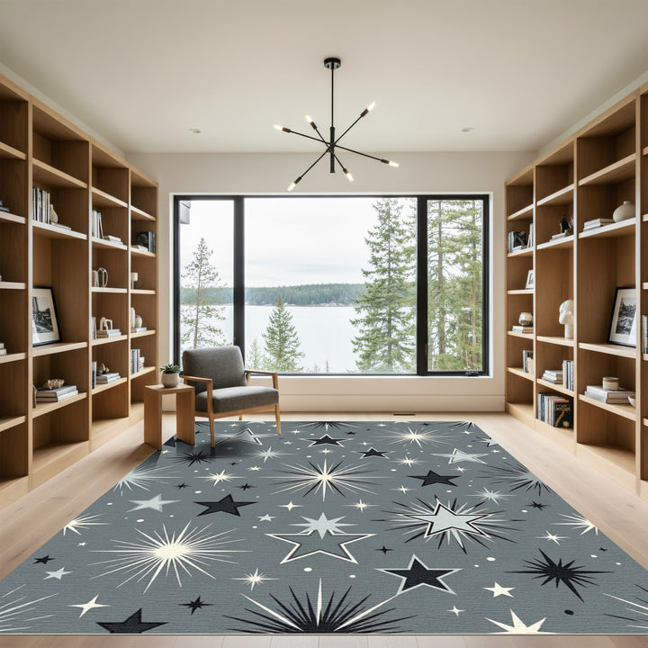 Retro Starburst Glitter Galactic Wallpaper Rug