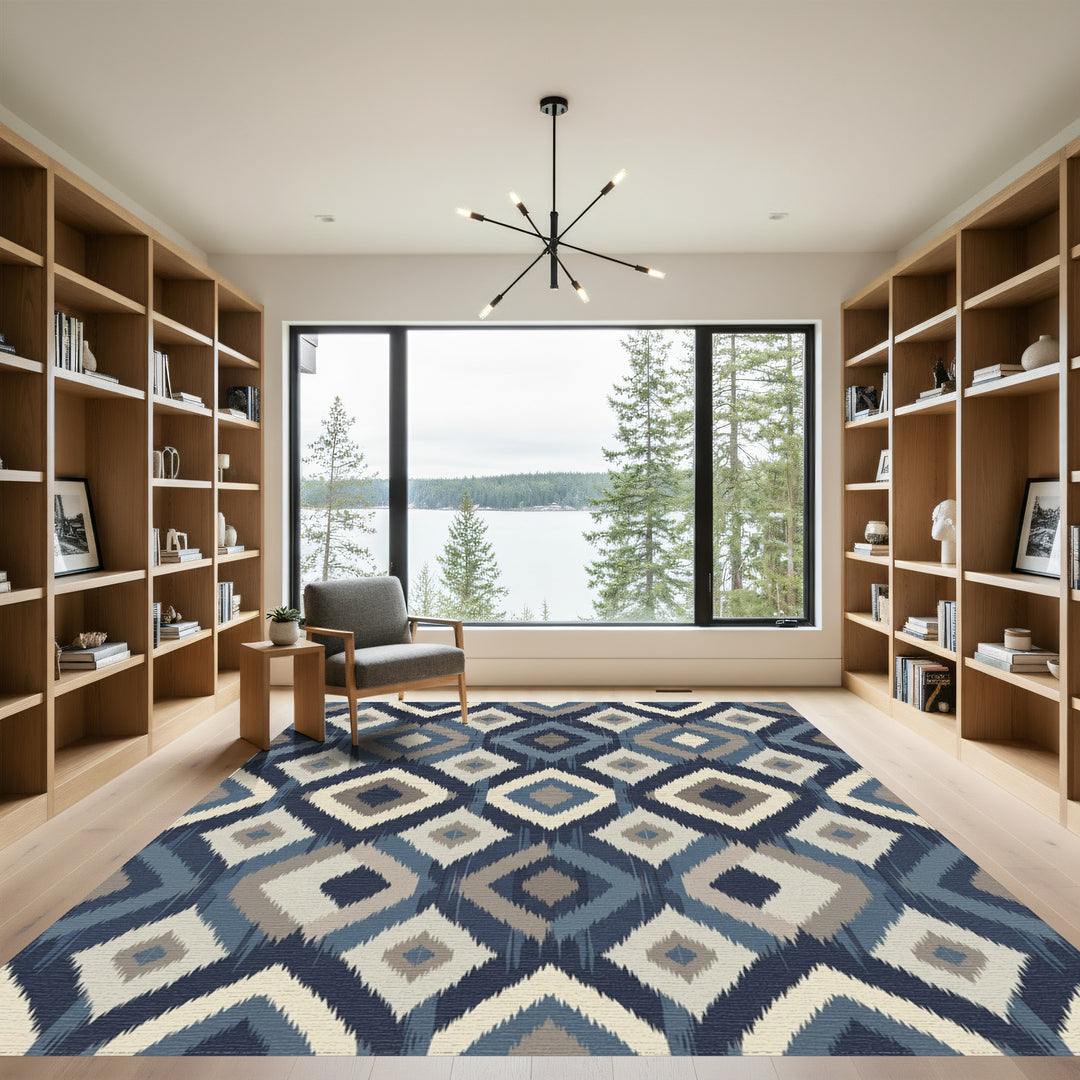 Woven Diamond Indigo Tapestry Rug