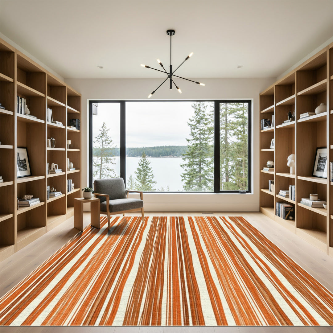 Warm Earthy Tones Vertical Stripe Rug