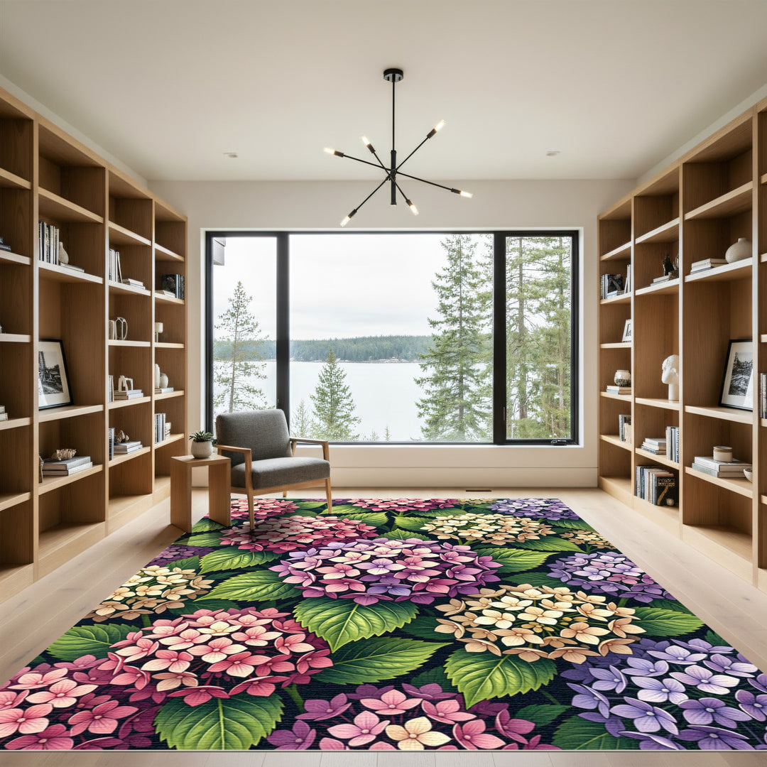Pastel Hydrangea Garden Floral Rug