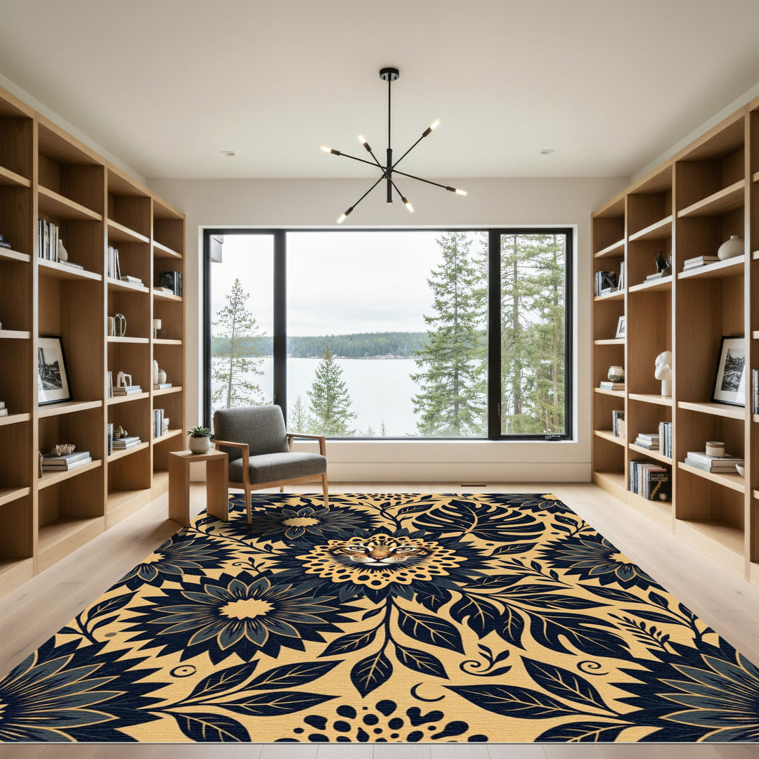 Wild Cat Floral Medallion Rug