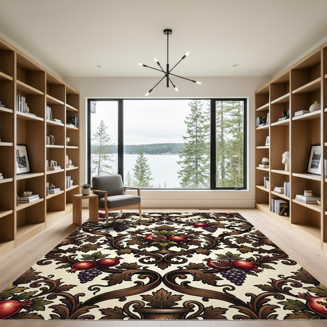 Rich Pomegranate Grape Acanthus Vines Rug