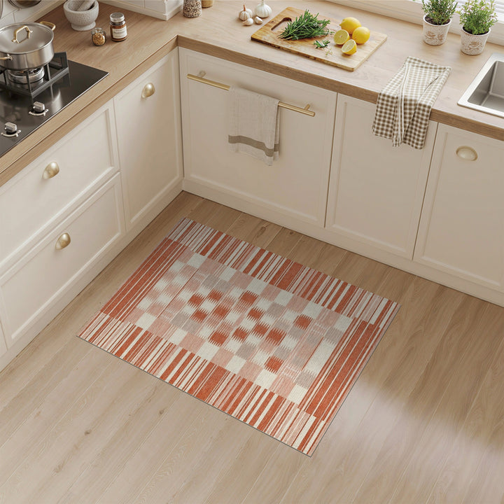 Red Southwestern Striped Area Rug