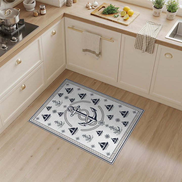 Nautical Anchor Ship Washable Area Rug