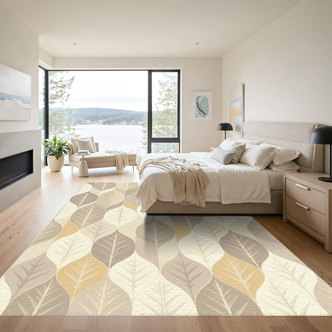 Earthy Leafy Tones Vertical Arrangement Rug