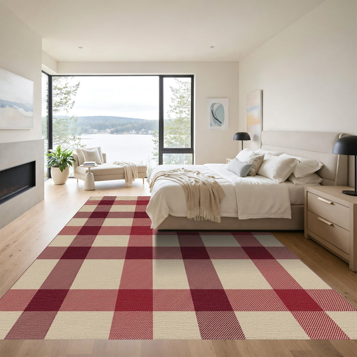 Crimson Sand Buffalo Check Rug