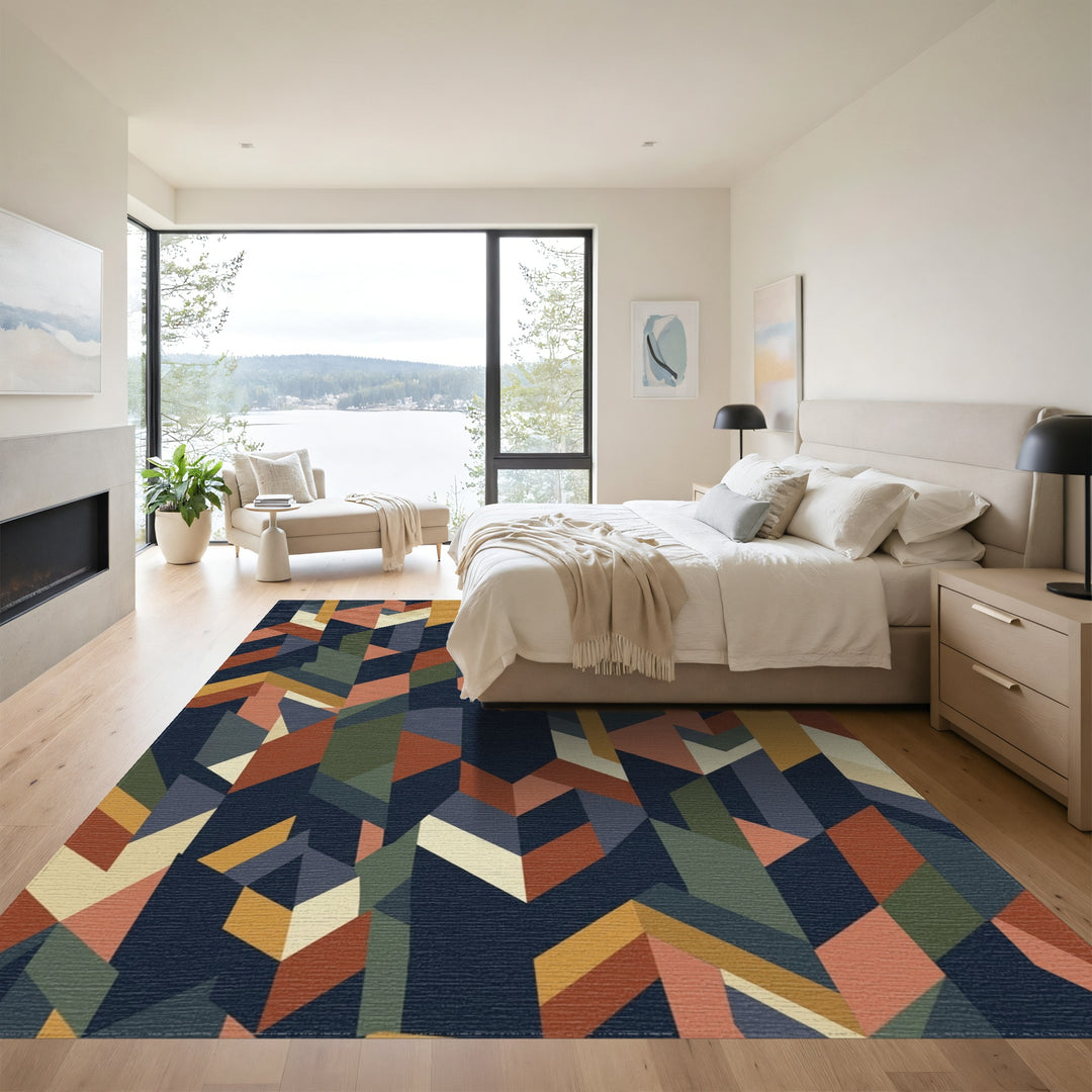 Earthy Geometric Fragment Collage Rug