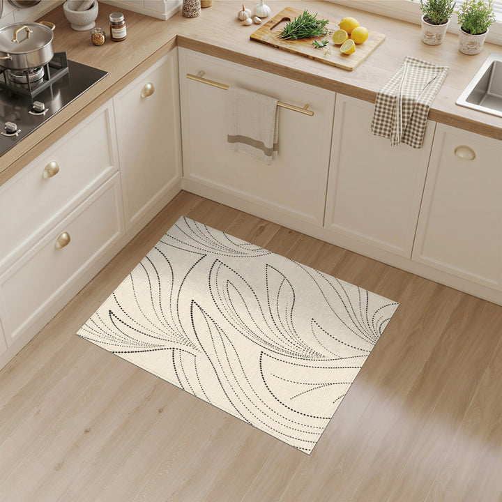 Black Dot Swirl Beige Area Rug