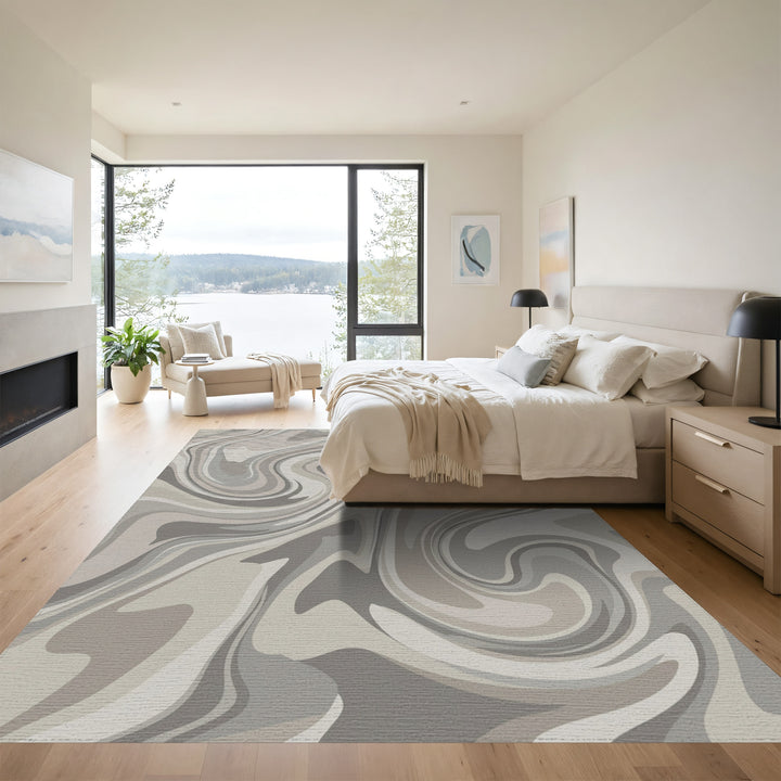 Neutral Swirl Marble Fluidity Rug