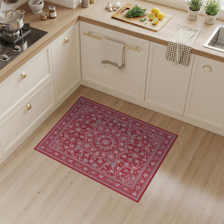 Red Traditional Persian Floral Area Rug