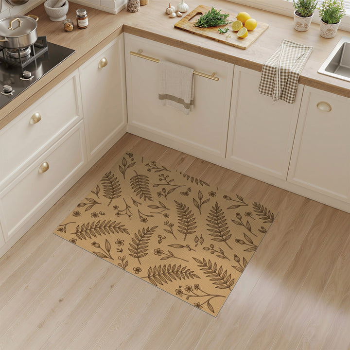 Brown Botanical Floral Area Rug