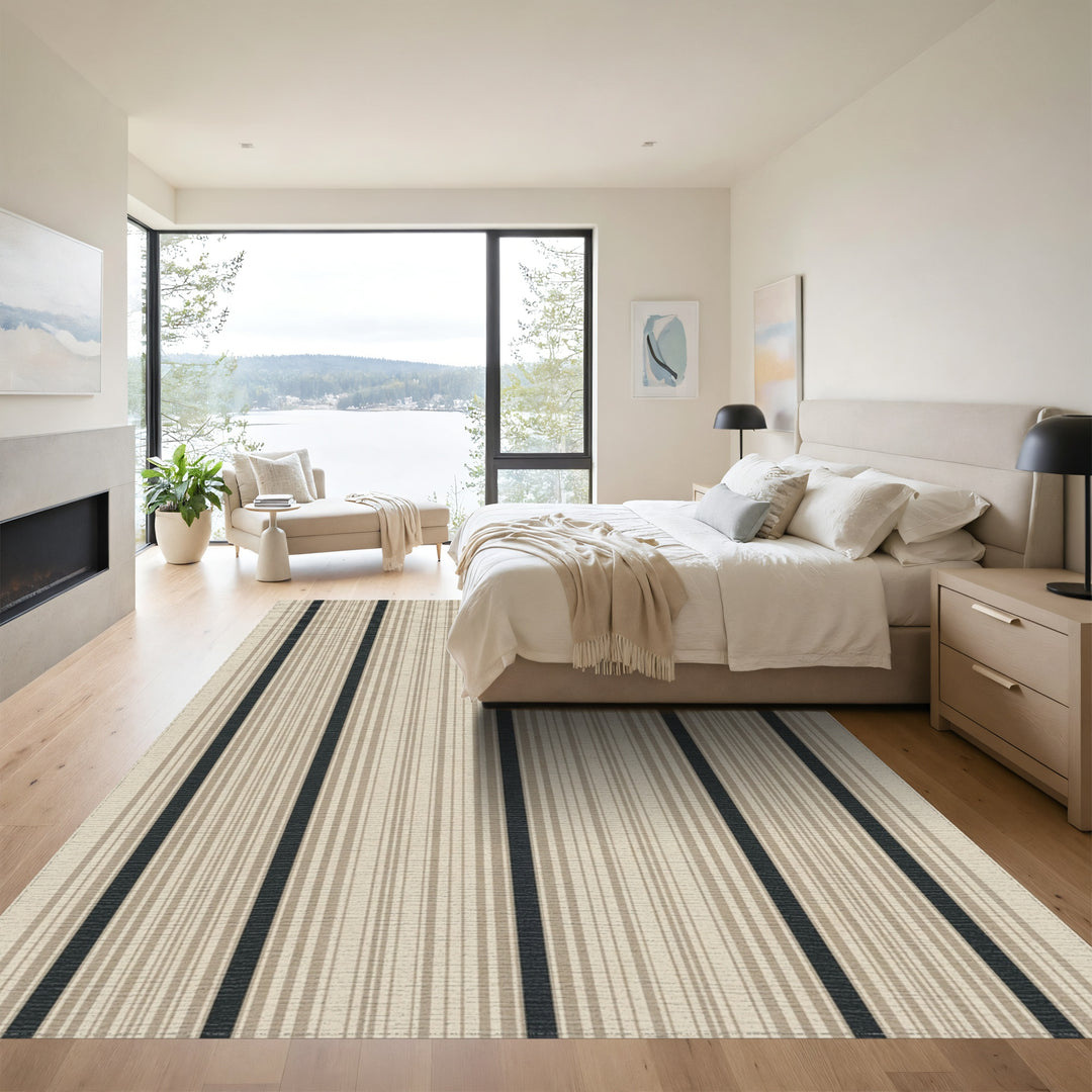 Rustic Earth Tone Vertical Stripe Rug