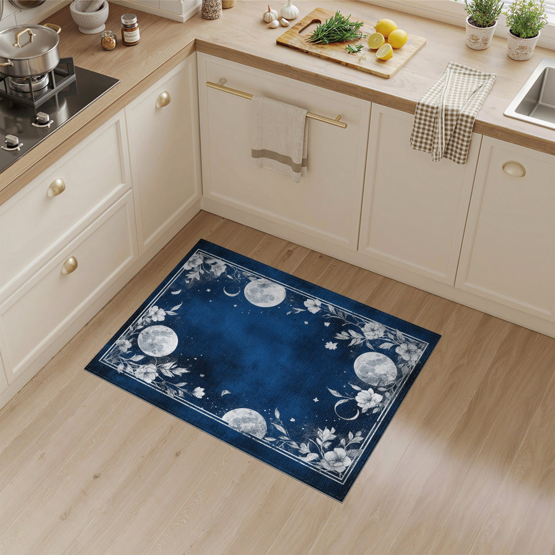 Celestial Moon Floral Distressed Area Rug