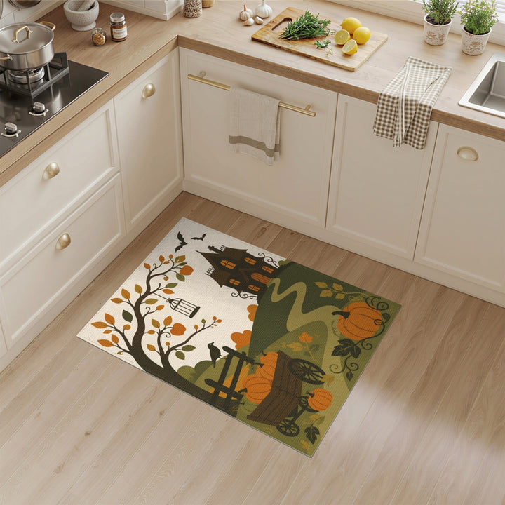 Orange Pumpkin Patch Halloween Area Rug