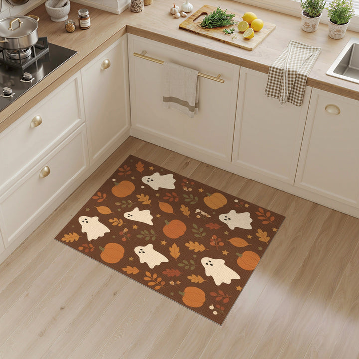 Ghost Pumpkin Halloween Washable Area Rug