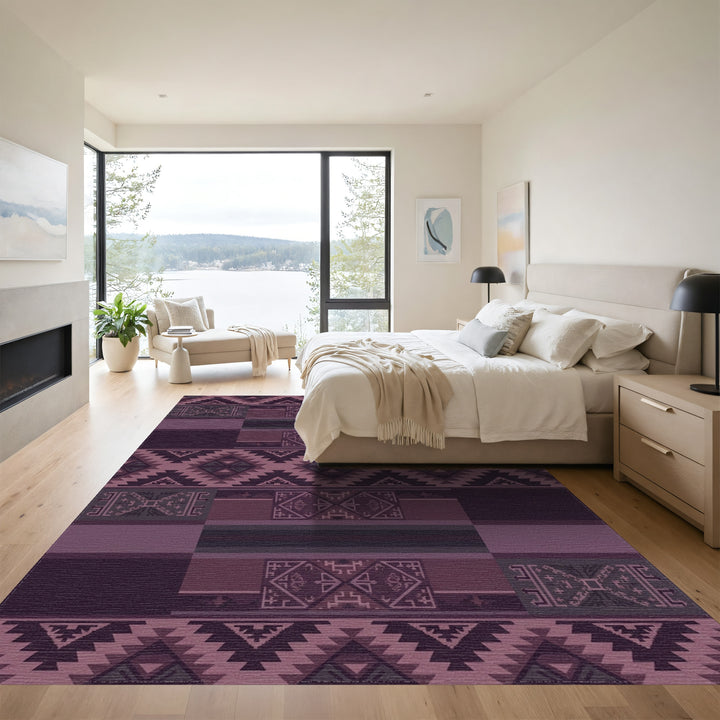 Plum Geometric Navajo Rug