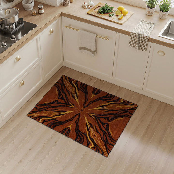 Radiant Brown Gold Abstract Area Rug