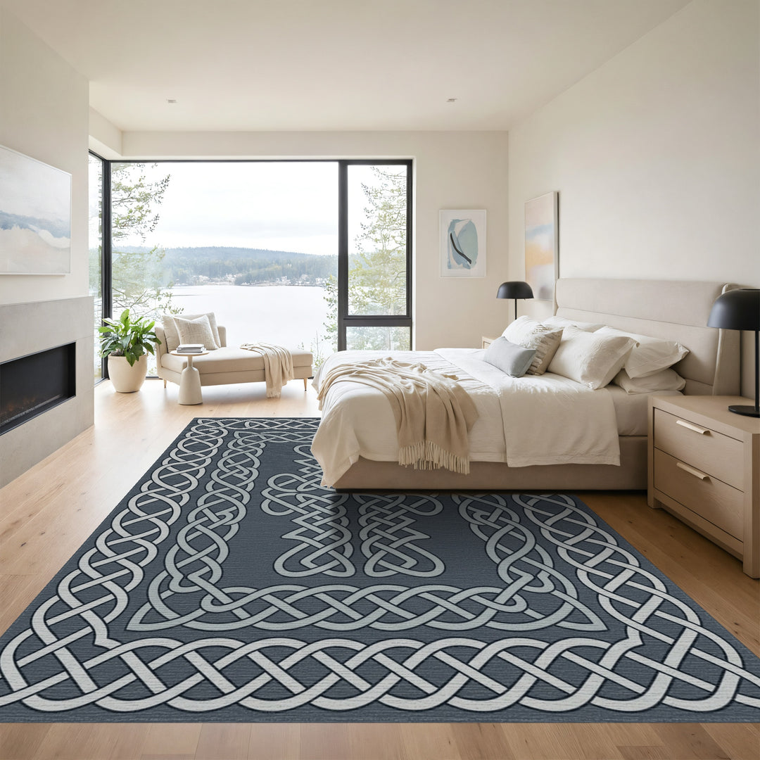 Silver Celtic Knot Border Rug