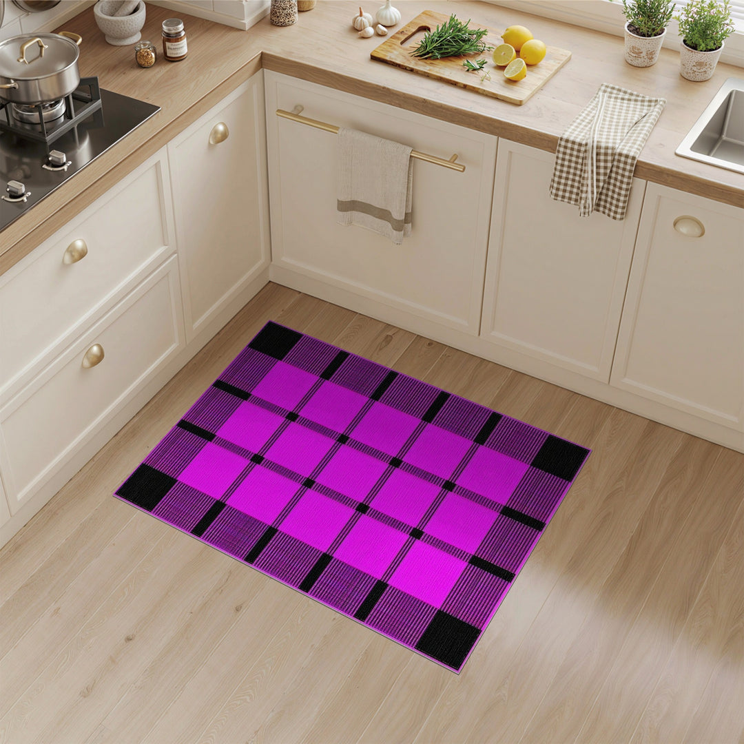 Pink Geometric Modern Pink Black Plaid Geometric Area Rug