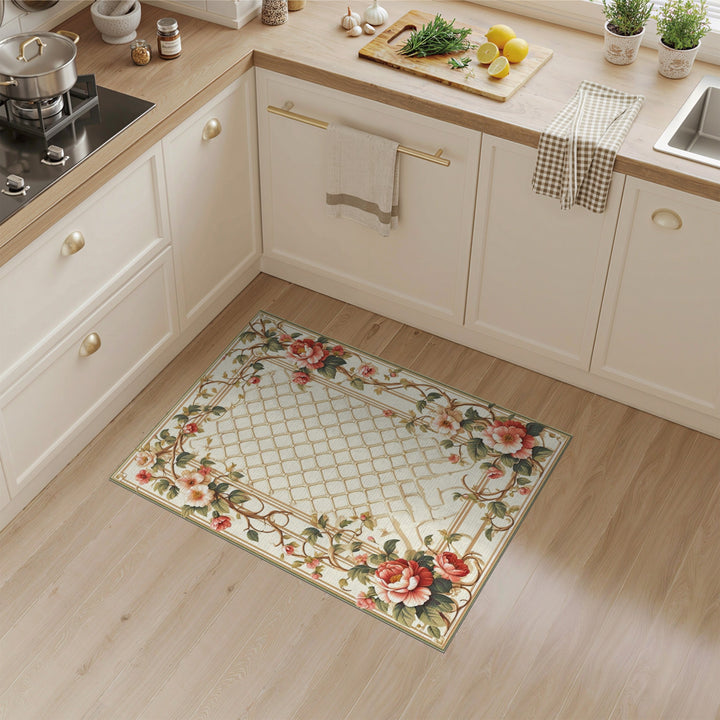 Pink Rose Trellis Vintage Area Rug