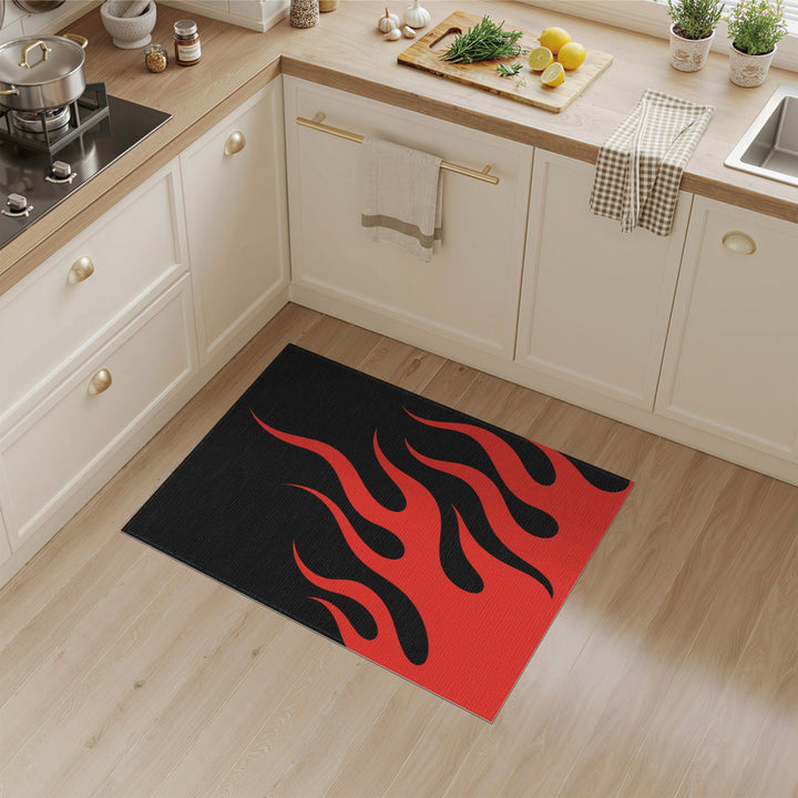 Red Flame Washable Area Rug