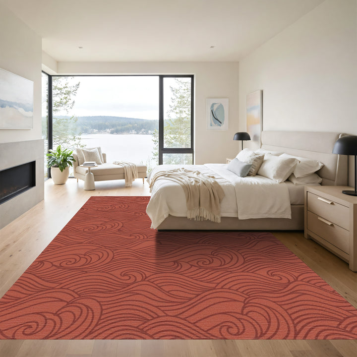 Terracotta Wavy Swirls Rug