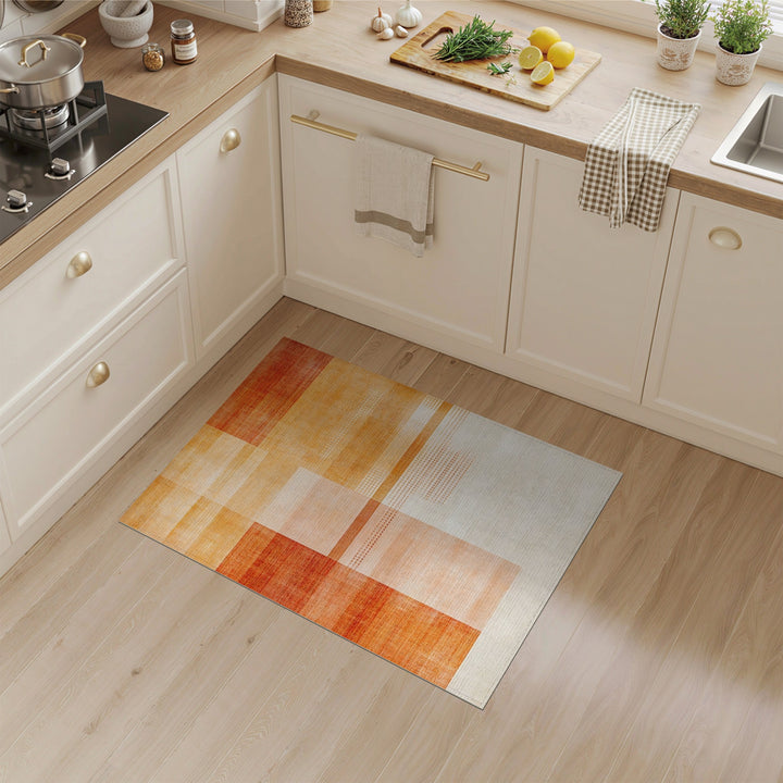 Warm Orange Geometric Area Rug