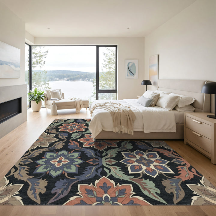 Ornate Terra Cotta Floral Arabesque Rug