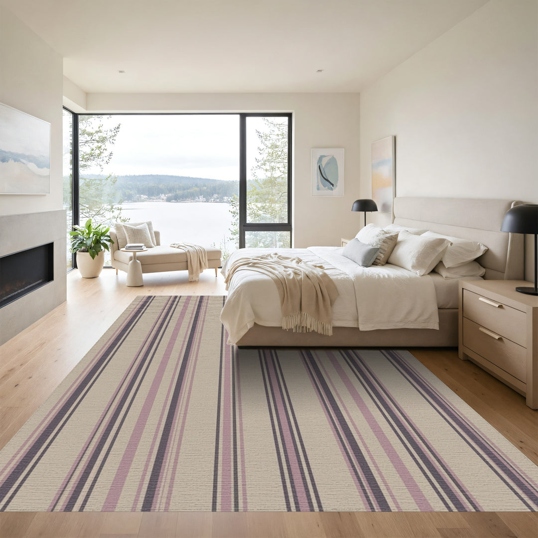 Subtle Plum Stripe Texture Rug