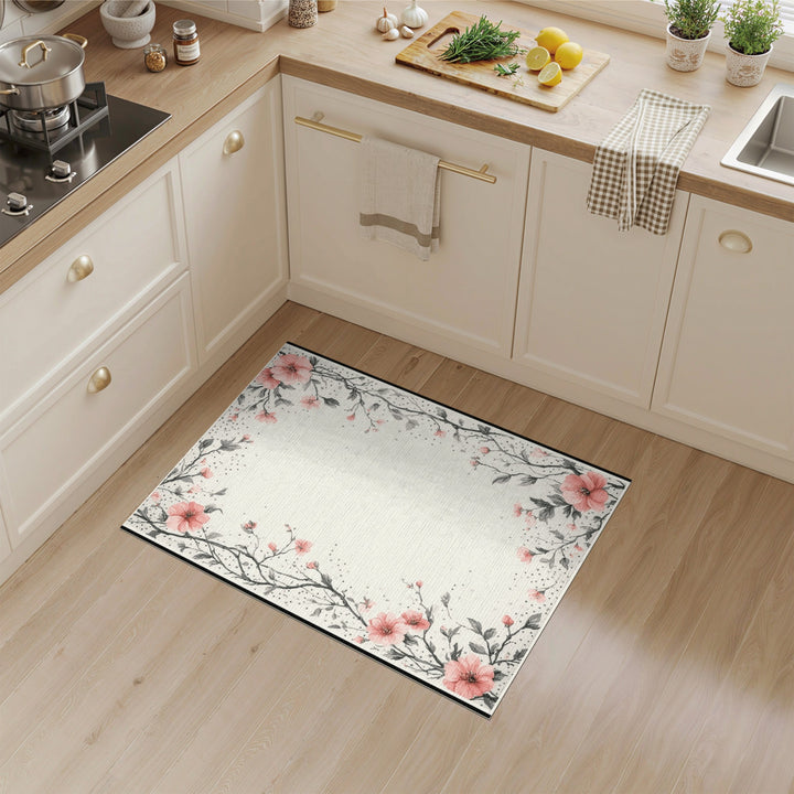 Pink Blossom Washable Area Rug