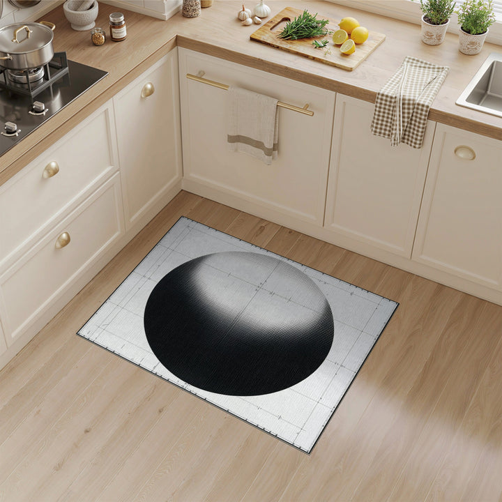 Black White Halftone Circle Area Rug