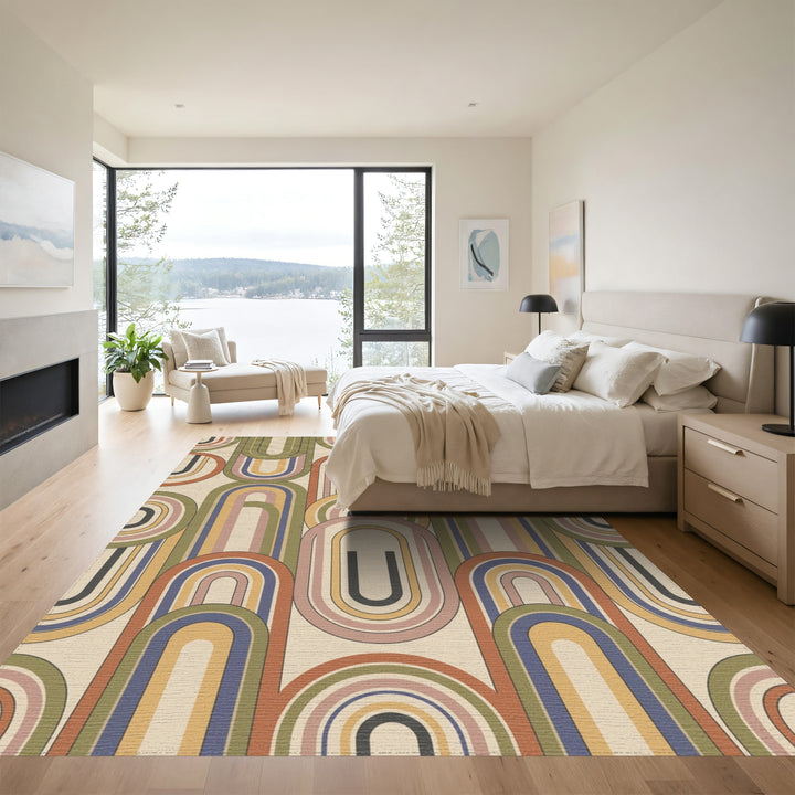 Retro Rainbow Arch Mid Century Modern Rug
