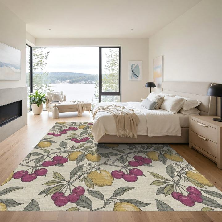 Vintage Cherry Lemon Branch Botanical Rug