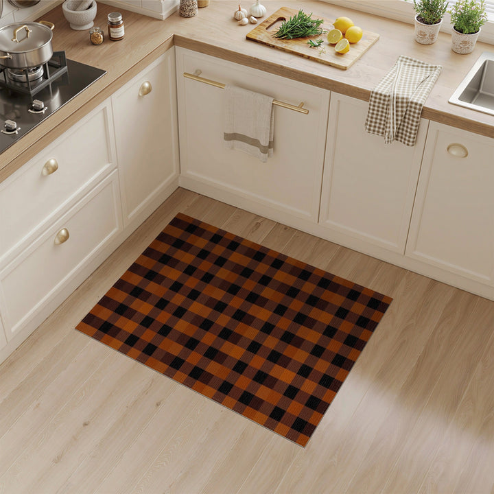Geometric Modern Orange Buffalo Check Area Rug