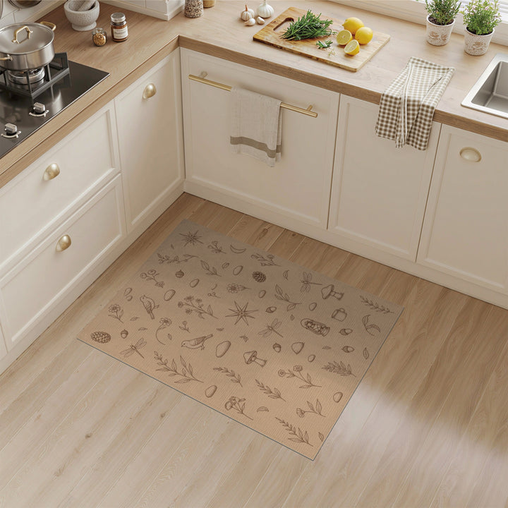Beige Vintage Botanical Area Rug