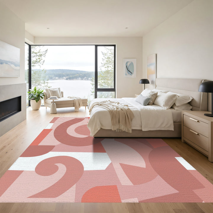 Terra Cotta Abstract Organic Shapes Rug