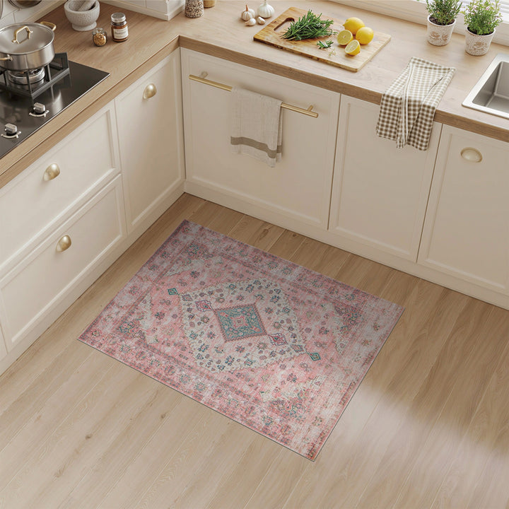 Pink Distressed Vintage Area Rug