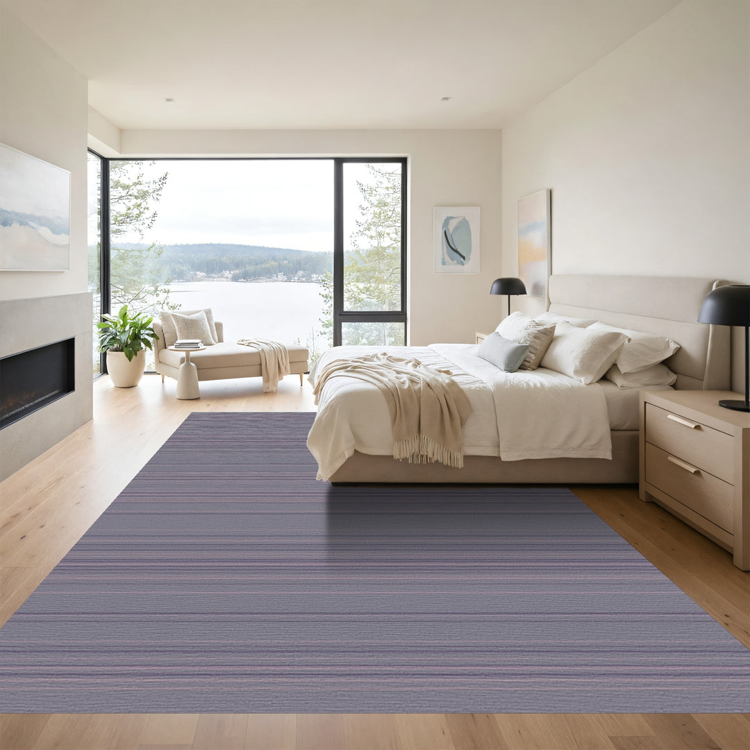 Muted Lavender Contemporary Stripe Rug