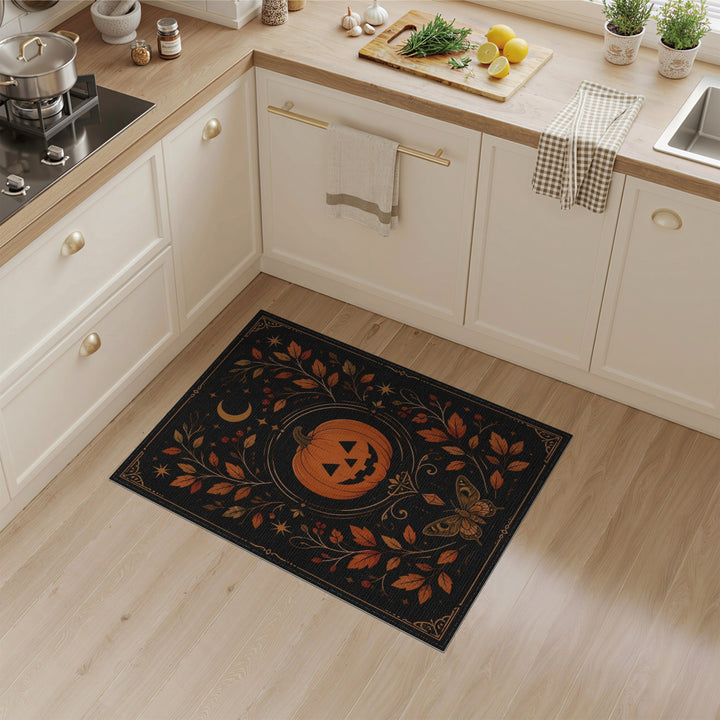 Orange Pumpkin Moth Area Rug