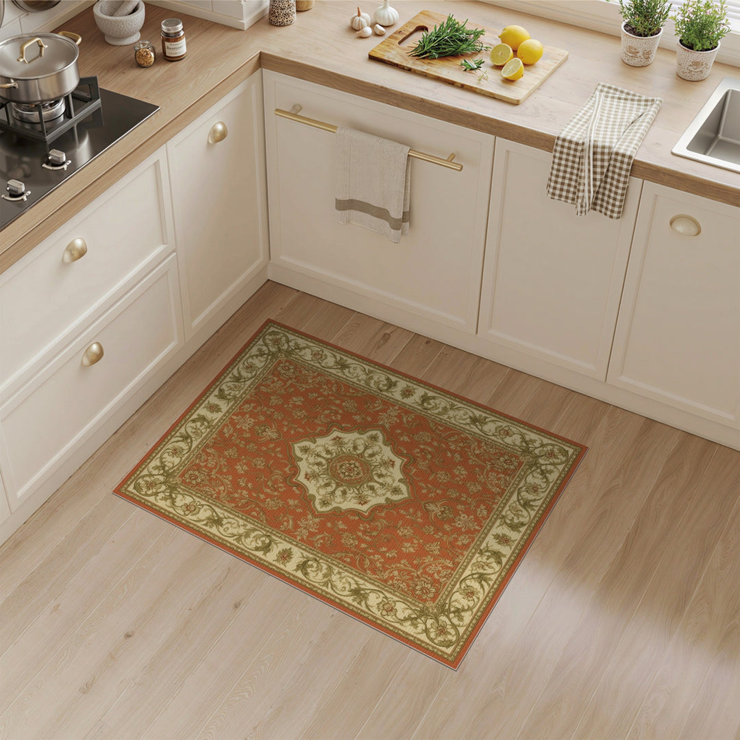 Red Persian Floral Medallion Area Rug