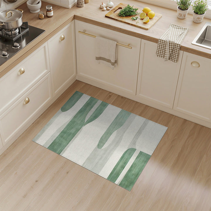 Green Abstract Wave Area Rug