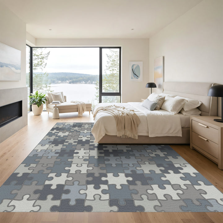 Gray Puzzle Piece Rug