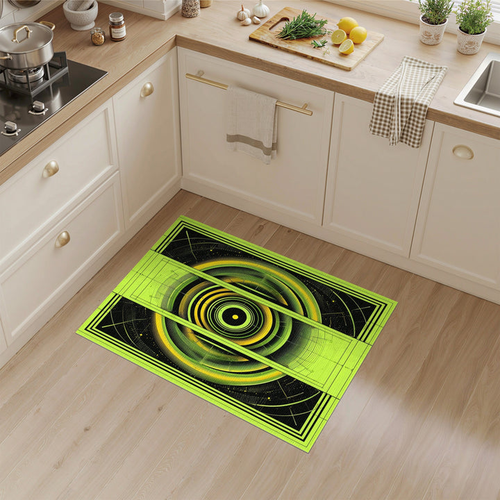 Green Geometric Orbit Area Rug