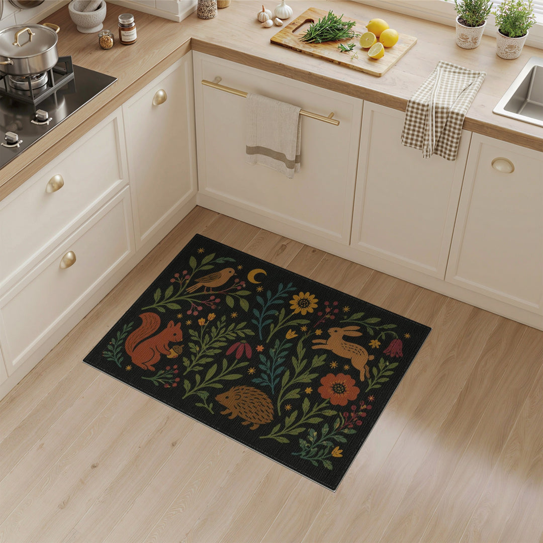 Whimsical Forest Animals Kids Area Rug
