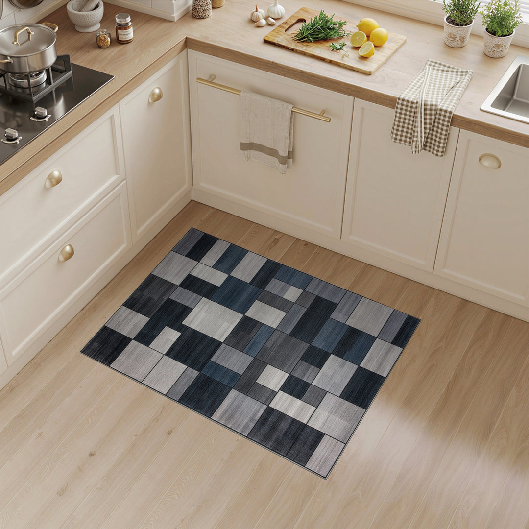 ODIKA Grey Geometric Area Rug