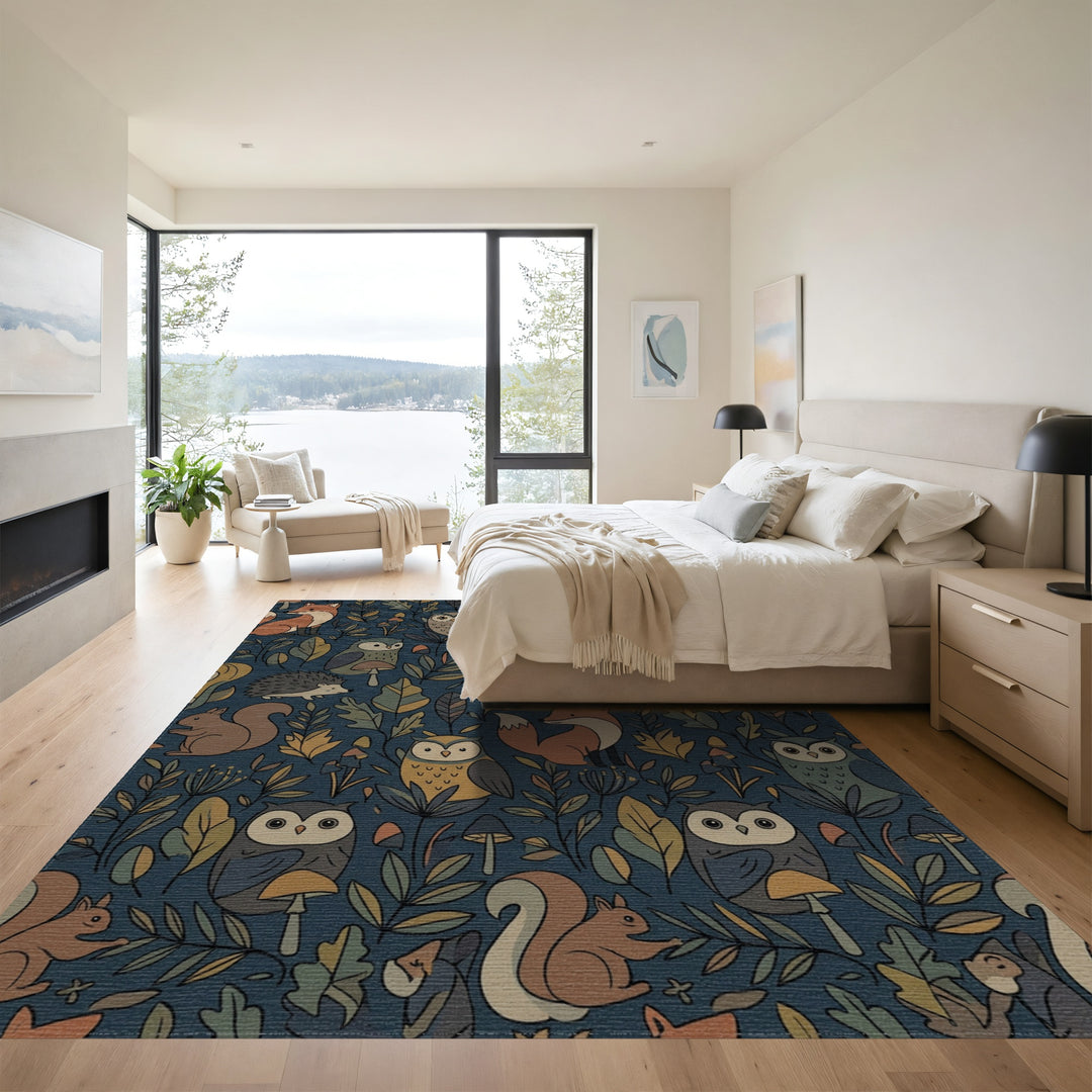 Woodland Creatures Foliage Autumn Animals Rug