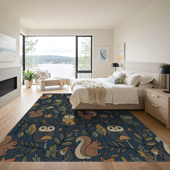 Woodland Creatures Foliage Autumn Animals Rug
