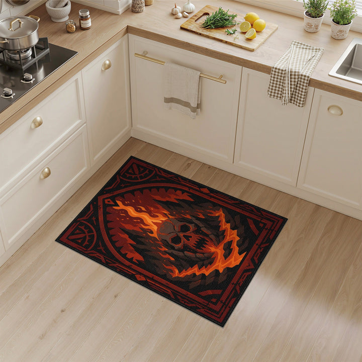 Inferno Skull Lava Area Rug