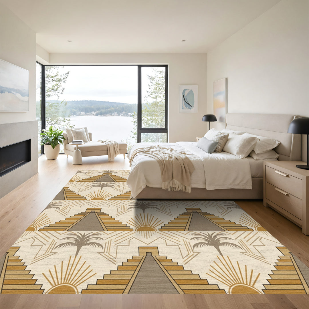 Terracotta Pyramid Sun Palm Landscape Rug