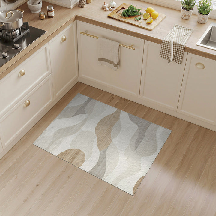 Wave Abstract Area Beige Neutral Abstract Wave Area Rug